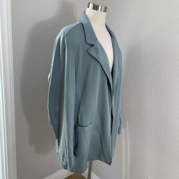 Athleta Womens 18 Eastbound Ponte Knit Open Front Blazer Gray Green Jacket - Picture 3 of 10